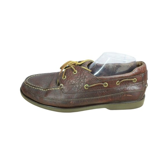 LL Bean Classic Brown Leather Slip-on Boat Shoes Men's Size 10.5 - Picture 1 of 9